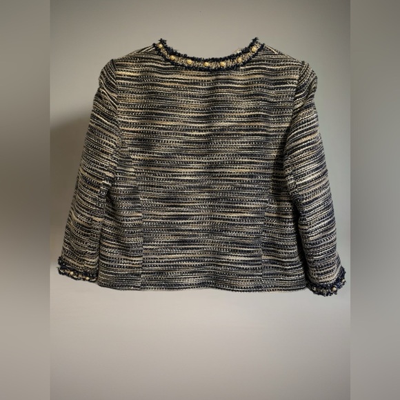 Tahari Textured Blazer in Navy and Cream - Picture 4 of 5